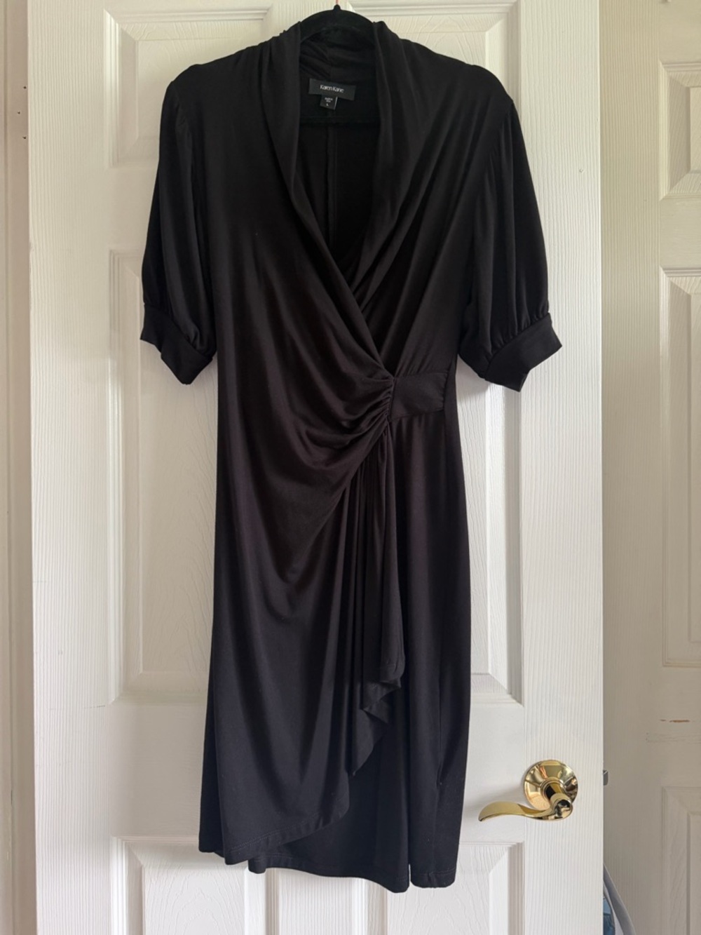 Karen Kane NWOT  Black Wrap style Dress with Draped Twist Front